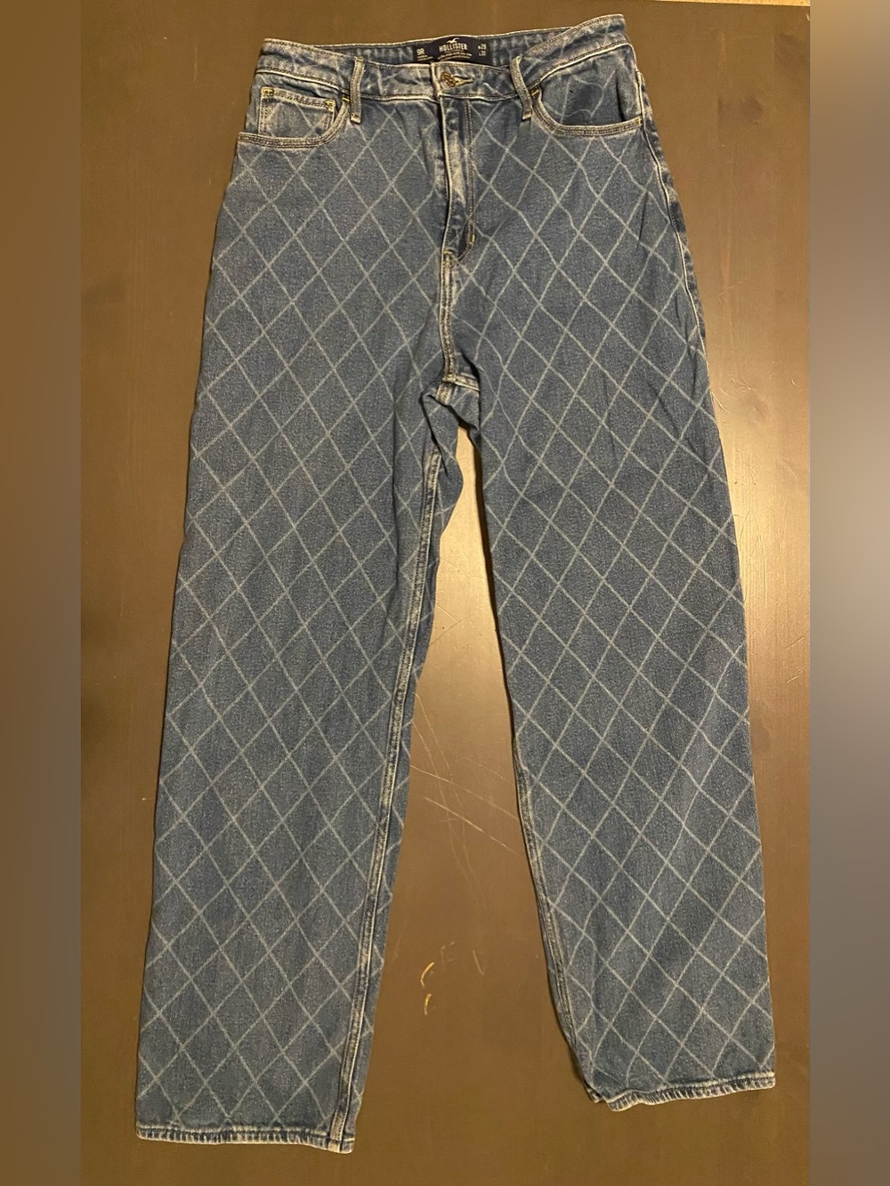 Hollister Ultra High-Rise Dad Jeans 9R Diamond Pattern Vintage Stretch